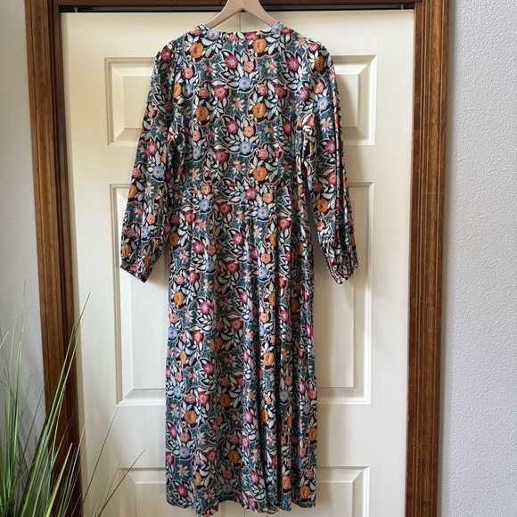 Universal Thread V-Neck Button Up Long Sleeve Floral Maxi Dress with pockets Sm - Picture 3 of 15
